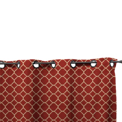 Easy Way Accord II Crimson Print Sunbrella Outdoor Drape with Grommet Top   